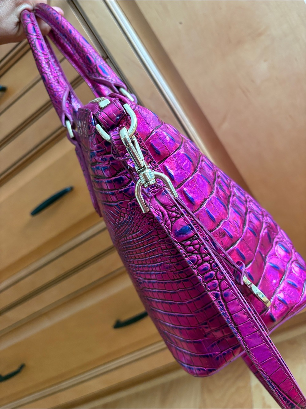 Brahmin duxbury voltage violet satchel Melbourne shoulder bag croc leather rare - Picture 6 of 17